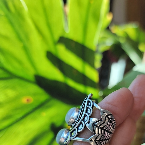 Gorgeous Angel Wing Moonstone Goddess Ring - Picture 9 of 13